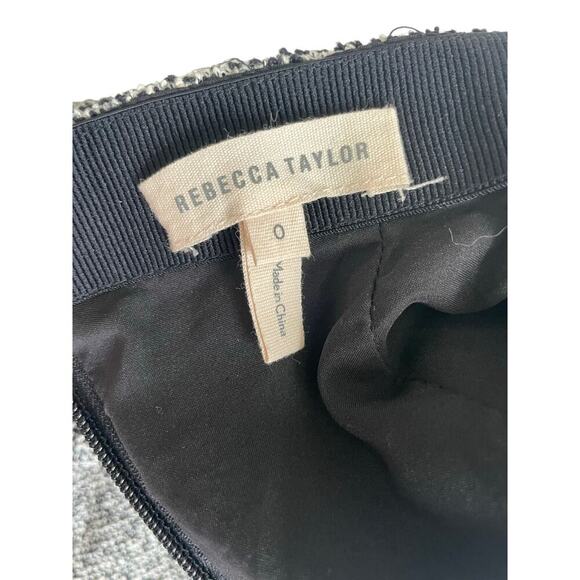 REBECCA TAYLOR SKIRT A LINE PENCIL GRAY/BLACK SZ 0 TRIM HEM FRINGE AESTHETIC - Picture 9 of 13